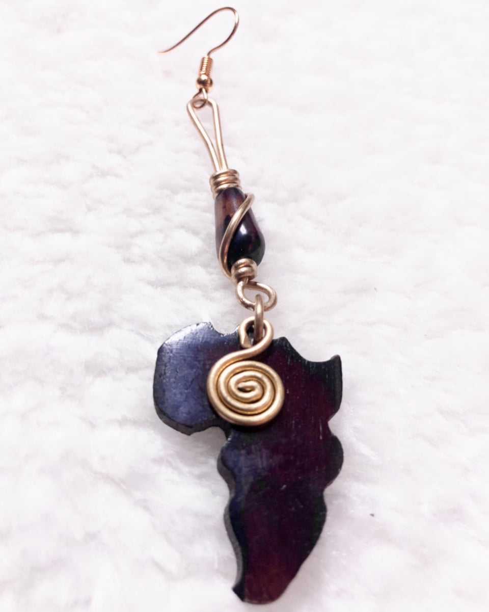 "Africa, Wood Map" Earrings
