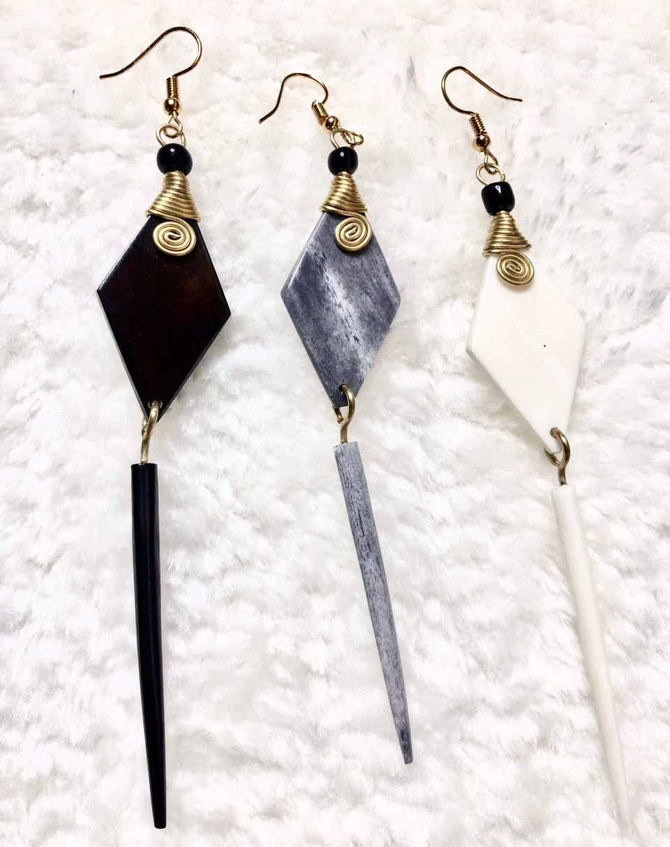 "Oblong Shaped" Earrings (Beige)