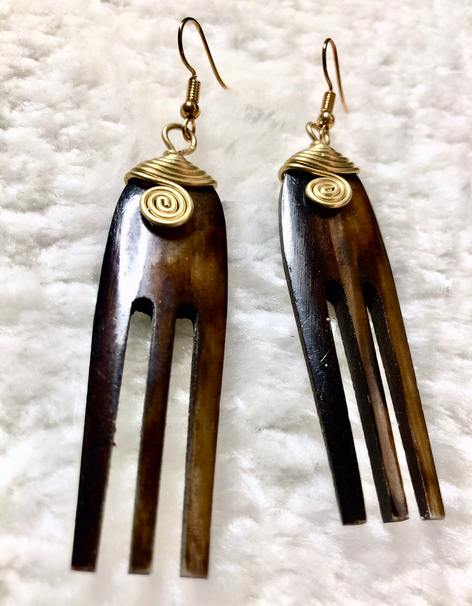 "Wooden Comb" Earrings