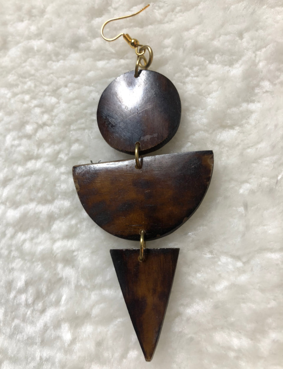 "Wooden Circle And Triangle" Earrings