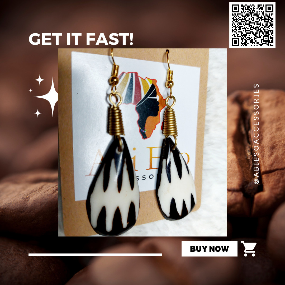 Cow Bone with Recycled Ivory Earrings