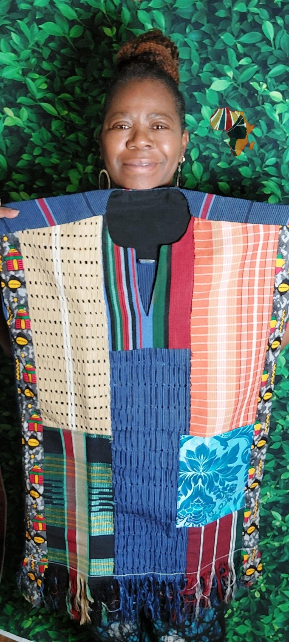 Adire Mixed Fabric Cape